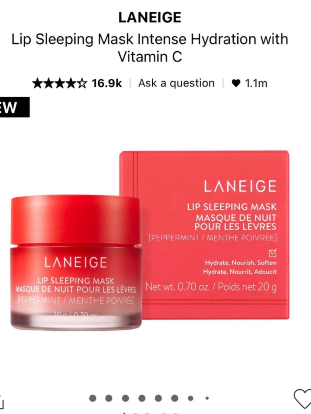 LANEIGE Lip Sleeping Mask - Bright Red Peppermint